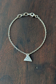 ORIGAMI - Bracciale in argento con un piccolo aeroplano di carta satinato