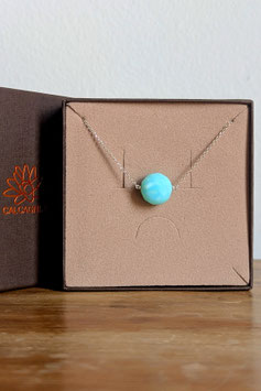 Collana in argento 925 con un opale blu peruviano naturale di 14 mm di diametro