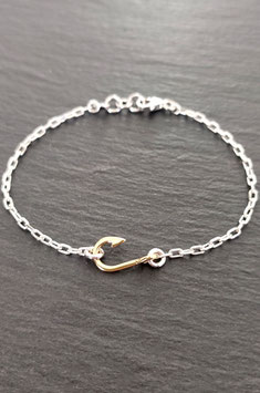T'AMO - bracciale con amo da pesca in oro 18kt e argento 925 - Calcagnini Gioielli