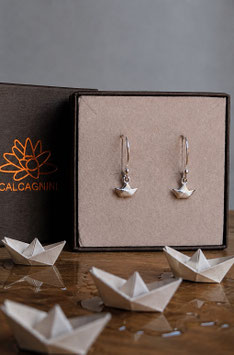 Orecchini Pendenti con Barchetta origami in Argento Sterling 925