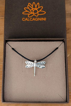 Ciondolo Libellula in argento con cordoncino