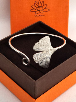 GINKGO - bracciale bangle con foglia di ginkgo biloba