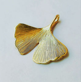 GINKGO - Ciondolo foglia di ginkgo biloba in oro 18 kt