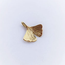 GINKGO - Ciondolo a forma di foglia di ginkgo biloba, misura piccola, realizzato su ordinazione in oro giallo 9 Kt