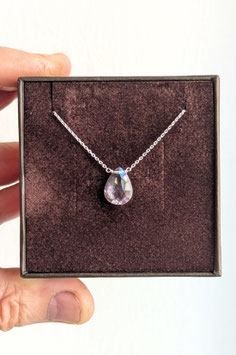 Collana con ametista glicine a forma di goccia da 13x10 mm di eccellente qualità, montato su catena diamantata in argento 925
