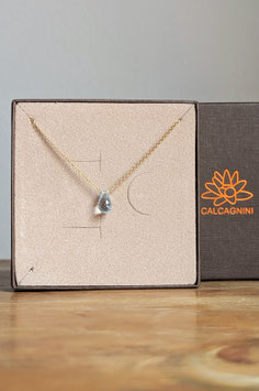 Collana Simple Essence con Topazio Azzurro Naturale in Argento 925 Placcato Oro