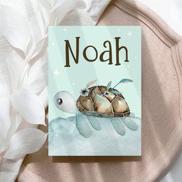 Geburtstagskarte mit Name, Kindergeburtstag, Glückwunschkarte Schildkröte