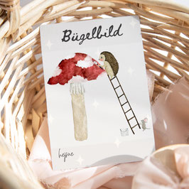 Bügelbild Igel mit Maus und Pilz