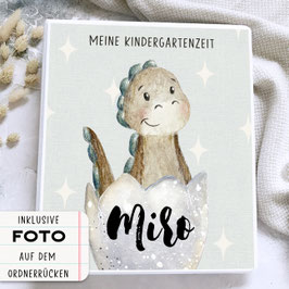 Kindergarten Portfolio, Kindergartenordner Kindergartenmappe personalisiert mit Namen, Ordner für Kindergarten Dinosaurier
