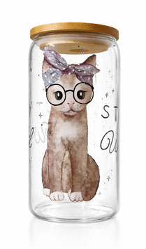 Trinkglas Becher Katze Stay Wild