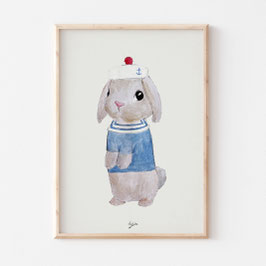 Kinderzimmer Wandbild Hase Maritim Matrose