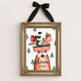 Kinderzimmer Poster Fuchs | Personalisierbares Geschenk zur Geburt | Kinderzimmer Deko mit Namen