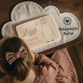 Personalisierbares Kinder Frühstücksbrettchen „Pinguin“ – Gravur mit Wunschname