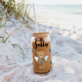 Glas Becher Mut Bär personalisiert