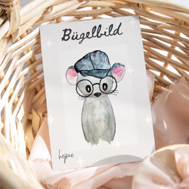 Bügelbild Maus Hipster