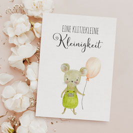 Grußkarte Geburtstagskarte Maus mit Ballon