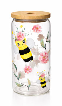 Trinkglas Bienen und Blumen