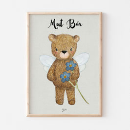 Kinderzimmer Wandbild Mut Bär