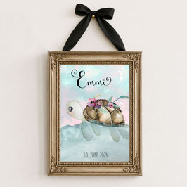 Personalisiertes Poster mit Schildköte | Geschenk zur Geburt | Kinderzimmer Deko mit Name & Geburtsdatum