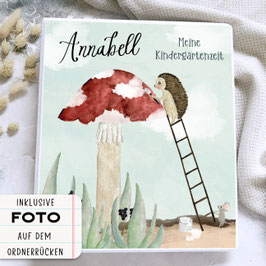 Igel und Maus Kindergarten Ordner personalisiert mit Name, Portfolio Ordner für den Kindergarten Kindergrippe oder Tagesmutti