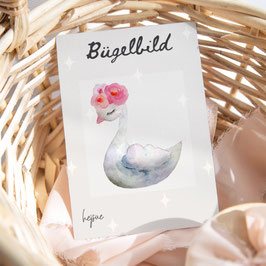 Bügelbild Schwan mit Blumen