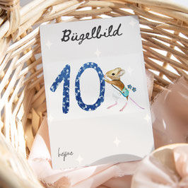 Bügelbild Zahl 10 mit Maus