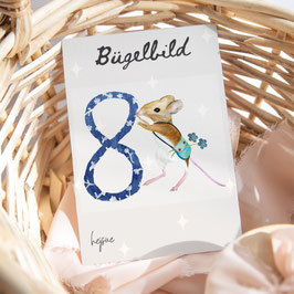 Bügelbild Zahl 8 mit Maus