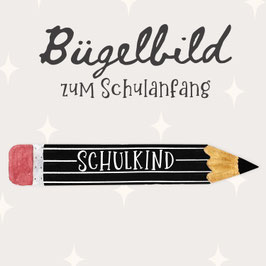 Schulkind Bügelbild Stift schwarz