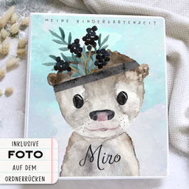 Kindergarten Portfolio, Kindergartenordner Kindergartenmappe personalisiert mit Namen, Ordner für Kindergarten Otter Junge