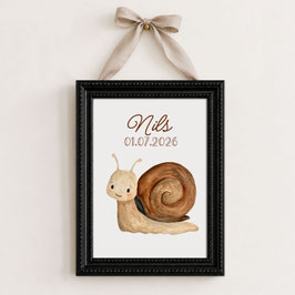 Personalisiertes Poster mit Schnecke | Geschenk zur Geburt | Kinderzimmer Deko mit Name & Geburtsdatum