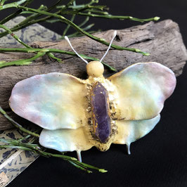 Brosche Schmetterling mit Amethyst