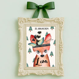 Poster Kinderzimmer, Poster Namen, Deko Kinderzimmer, Fuchs Junge