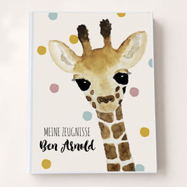 Giraffe Zeugnismappe mit Name | Personalisierte Sammelmappe für Zeugnisse und Urkunden