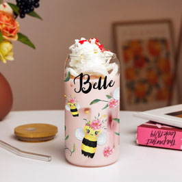 Glas Becher Biene personalisiert