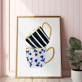 Poster Wandbild Kaffee Tassen
