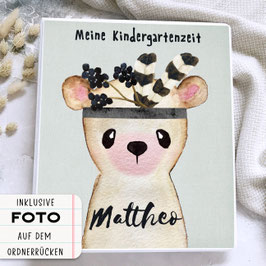 Kindergarten Portfolio, Kindergartenordner Kindergartenmappe personalisiert mit Namen, Ordner für Kindergarten Bär