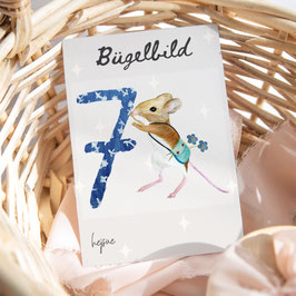 Bügelbild Zahl 7 mit Maus