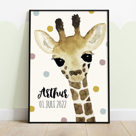 Poster Kinderzimmer, Poster Namen, Deko Kinderzimmer, Giraffe Junge