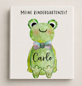 Frosch Kindergartenordner personalisiert mit Namen, Portfolio Ordner für den Kindergarten Kindergrippe oder Tagesmutti