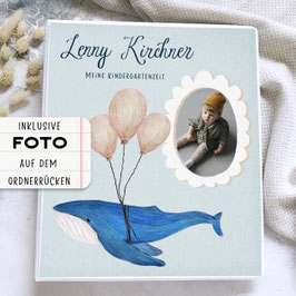 Wal Kindergarten Ordner personalisiert mit Namen, Portfolio Ordner für den Kindergarten Krippenzeit oder Tagesmutti