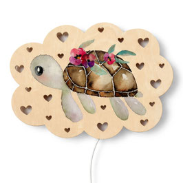 Schildkröte Wandlampe Holz | Dimmbares LED Licht | Kinderzimmer Babyzimmer Lampe mit Name personalisiert