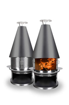 DIMARO® - Grillkamin Edelstahl "MODEL L 800" LANGE HAUBE / GRAU