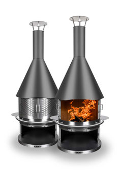 DIMARO® - Garden Fireplace Stainless Steel "MODEL L 800" Grey