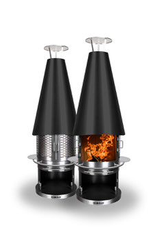DIMARO® - Grillkamin Edelstahl "MODEL S 600" LANGE HAUBE / SCHWARZ