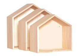 EF065 GK Wandregal/Schaukasten aus Holz in Form eines Hauses