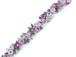 1m Spitzen-Borte Rosen Blumen 3D Zierband Shabby Design Deko edel 15mm breit