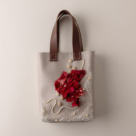 Petit sac2 赤いスクエア花バック　【クロシェ】