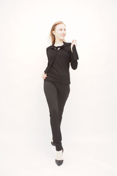 Schluppen-Shirt Langarm Schwarz