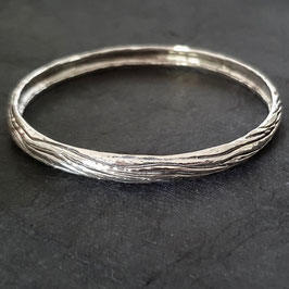 Bracelet Jonc Ecorce Argent Oxydé
