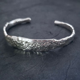 Bracelet Jonc Pumice Argent Oxydé